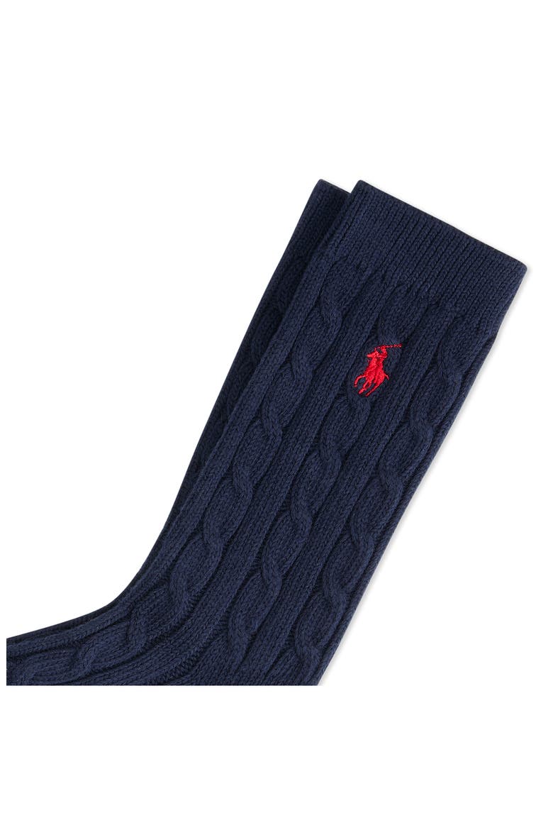 Seasonless Cable Crew Socks, Alternate, color, NAVY