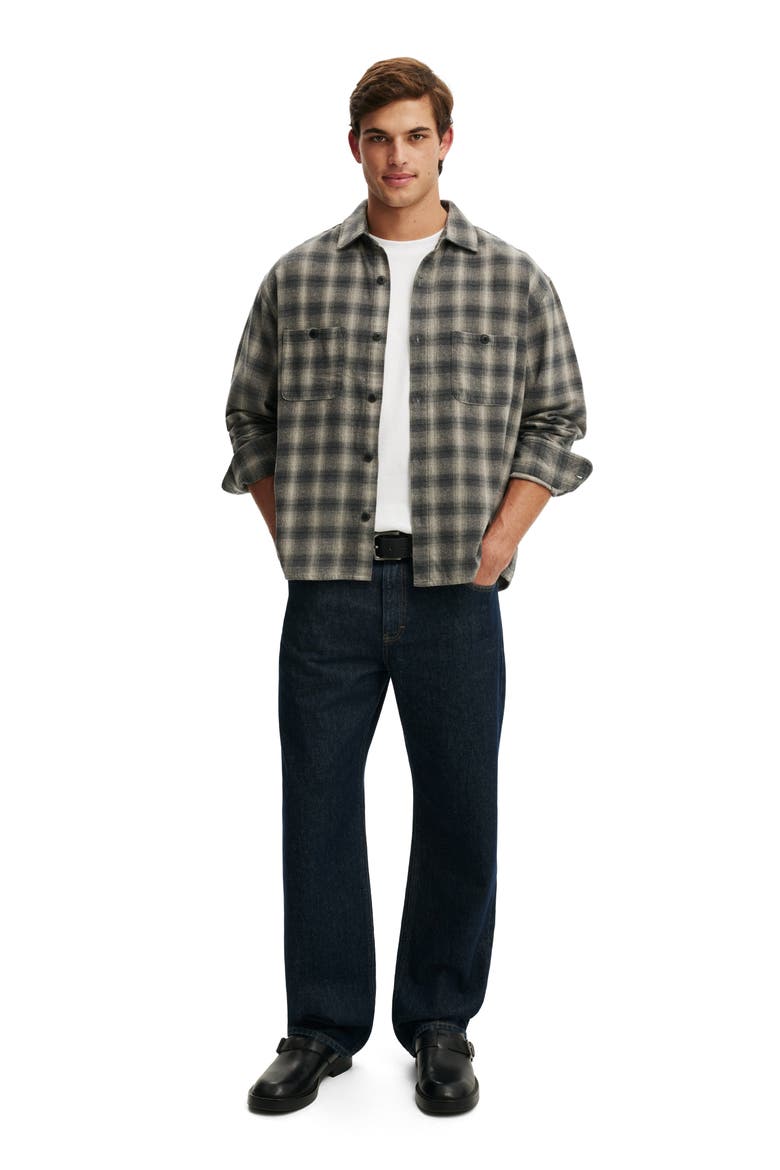 Men's Richmond Long Sleeve Shirt, Alternate, color, Charcoal Ombre Check