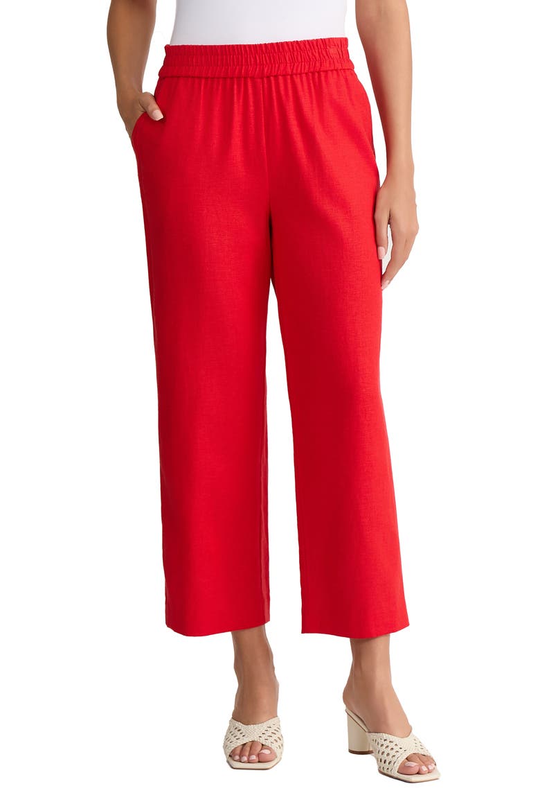 Slash Pocket Crop Straight Leg Pants, Main, color, ROUGE