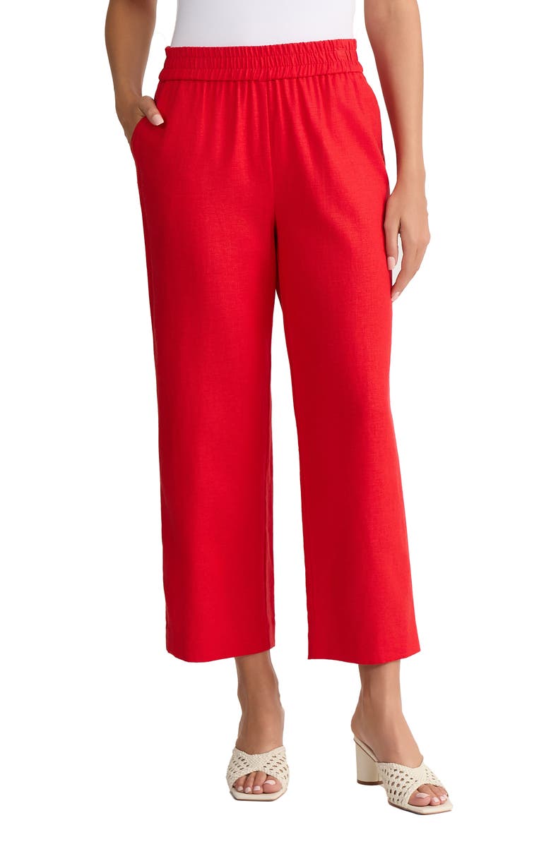 Jones New York Slash Pocket Crop Straight Leg Pants, Main, color, Rouge