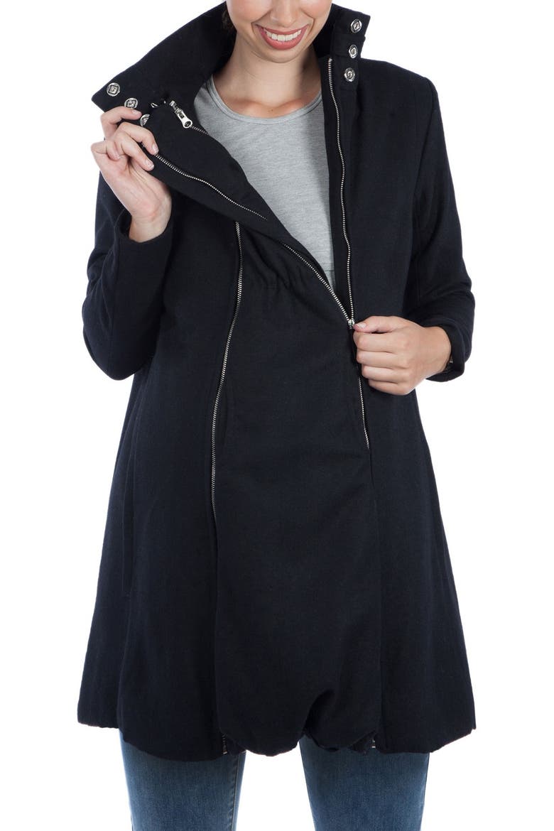A-Line Convertible 3-in-1 Maternity Swing Coat, Alternate, color, BLACK