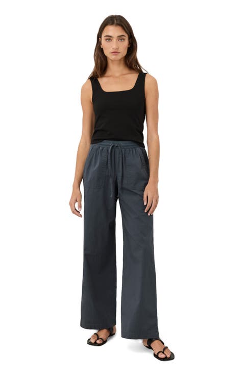 Organic Cotton Stretch Poplin Wide Leg Pant