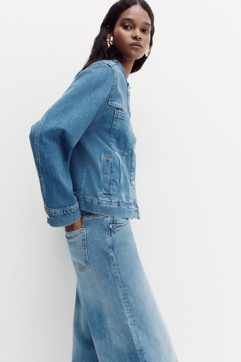 Collarless Trucker Jacket, Alternate, color, Denim blue