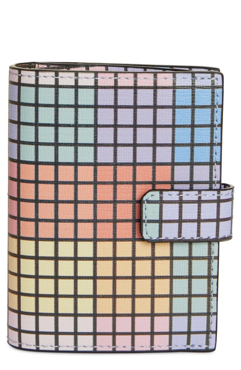 Ganni Bifold Textured Leather Wallet, Main, color,