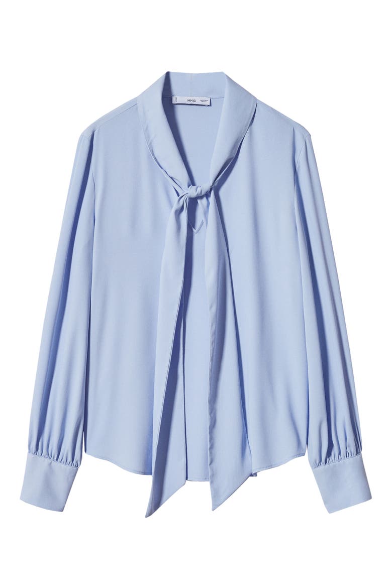 Tie Neck Crepe Blouse, Alternate, color, BLUE