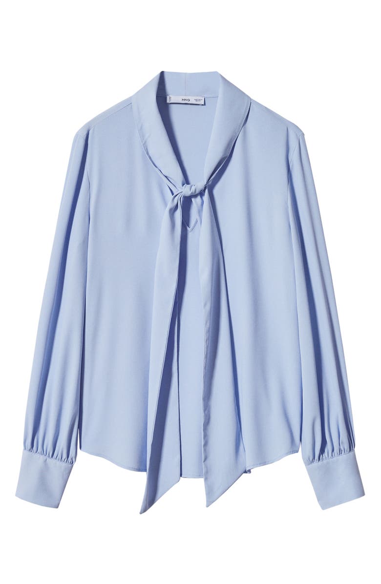 MANGO Tie Neck Crepe Blouse, Alternate, color, 