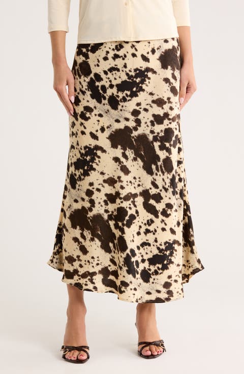 Satin Finish Midi Skirt