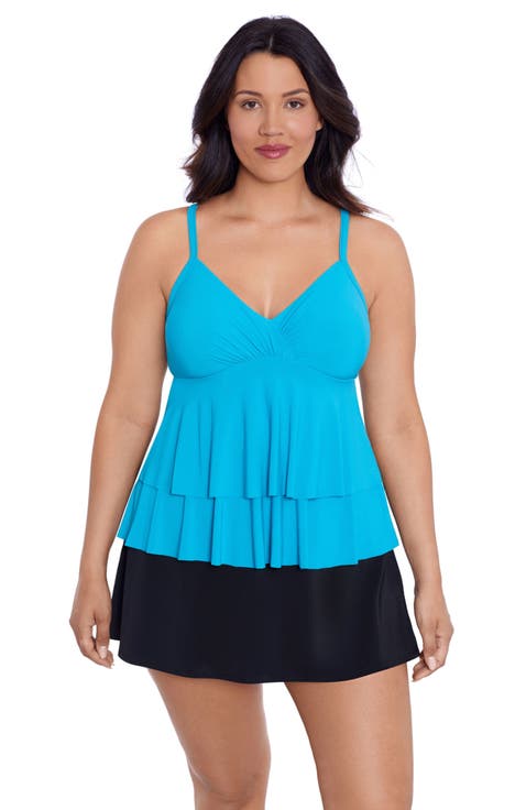 Leona V-Neckline Plus Size Tankini Swimsuit Top