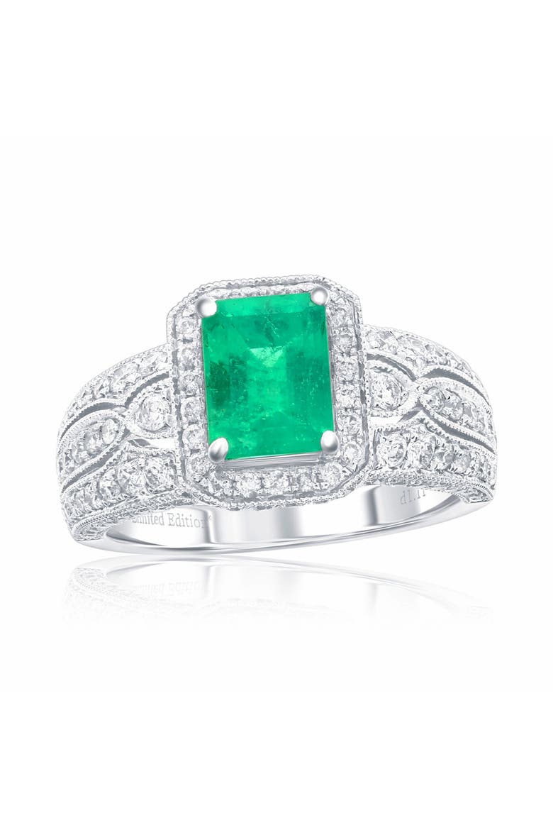 14K Gold 1.69ct Emerald & 1.10cttw Diamond Ring, Main, color, Green