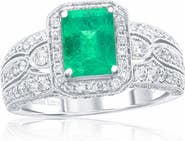SOUZANA by Suzy Levian 14K Gold 1.69ct Emerald & 1.10cttw Diamond Ring