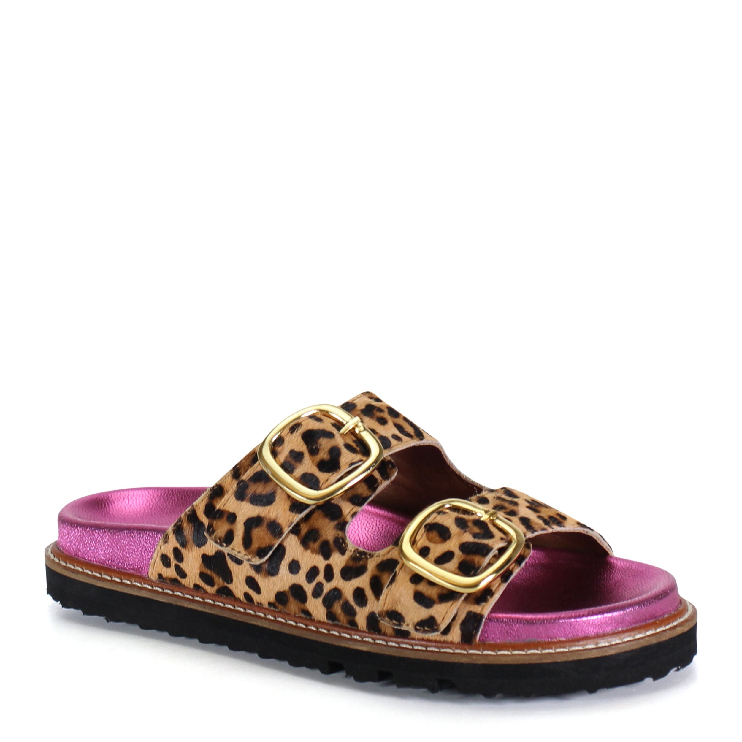 DibaTrue JAN ET Double Buckle Pop of Pink Sandal, Main, color, Leopard