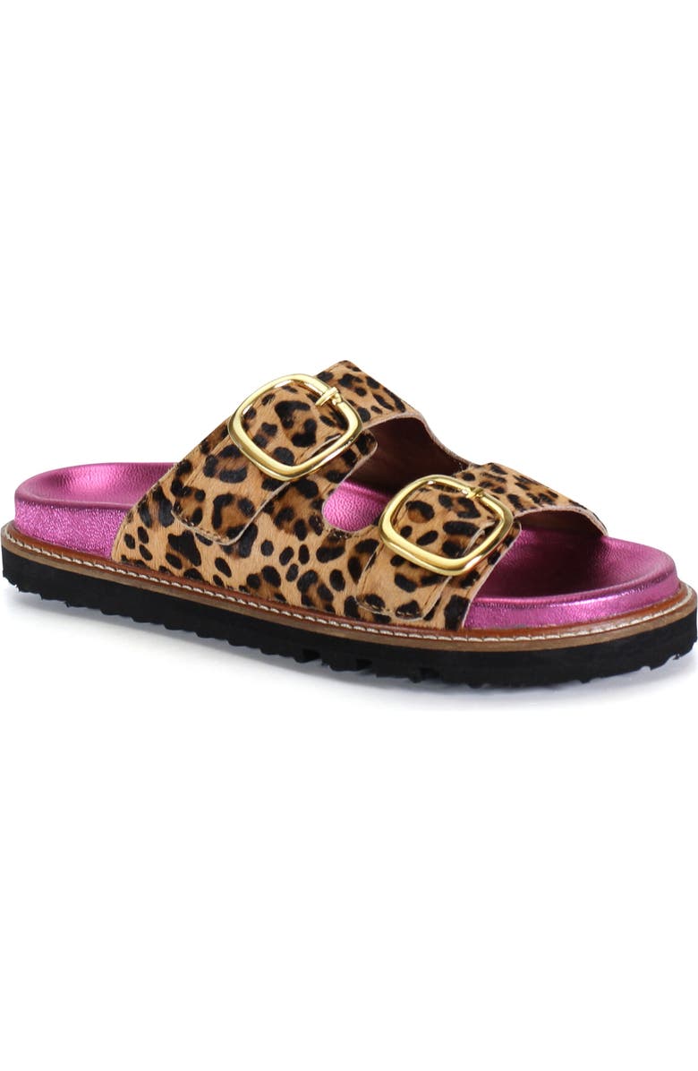 DibaTrue JAN ET Double Buckle Pop of Pink Sandal, Main, color, Leopard
