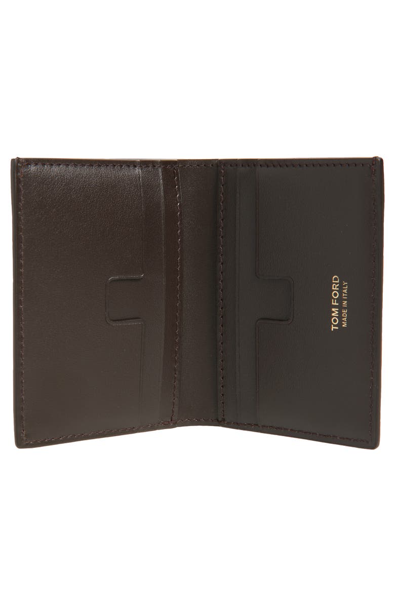 TOM FORD T-Line Nubuck Leather Bifold Card Case, Alternate, color, 1B076 Deep Umber