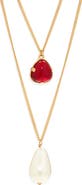 Kenneth Jay Lane Faux Pearl Pendant Layered Necklace