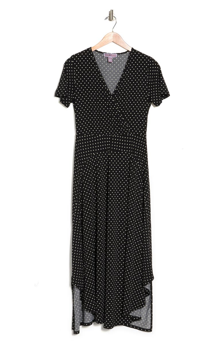 BY DESIGN Colette Double Layer Maxi Dress, Alternate, color, Black/ White Micro Dot