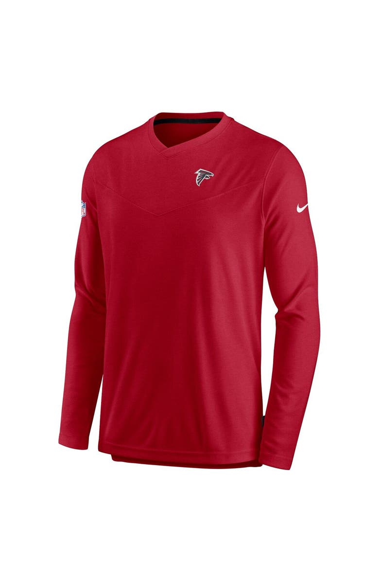 Nike Men's Nike Red Atlanta Falcons Sideline Coach Chevron Lock Up Long Sleeve V-Neck Performance T-Shirt, Alternate, color, 