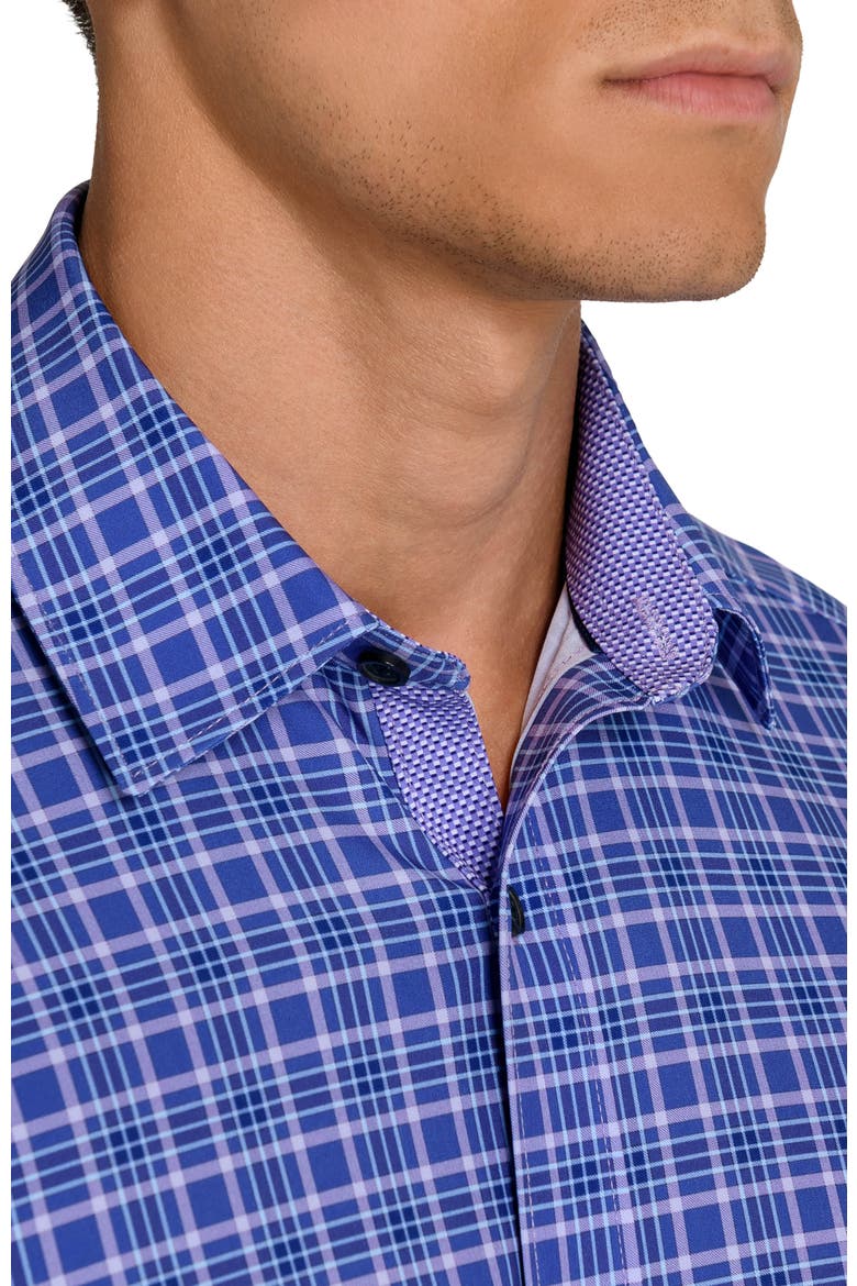 Slim Fit Hermon Plaid Performance Stretch Long Sleeve Shirt, Alternate, color, PURPLE