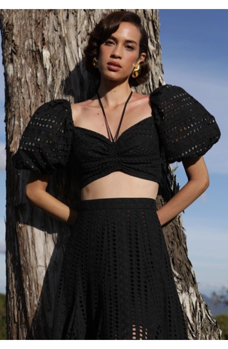 NO PISE LA GRAMA Lucia Top, Alternate, color, Black Eyelet