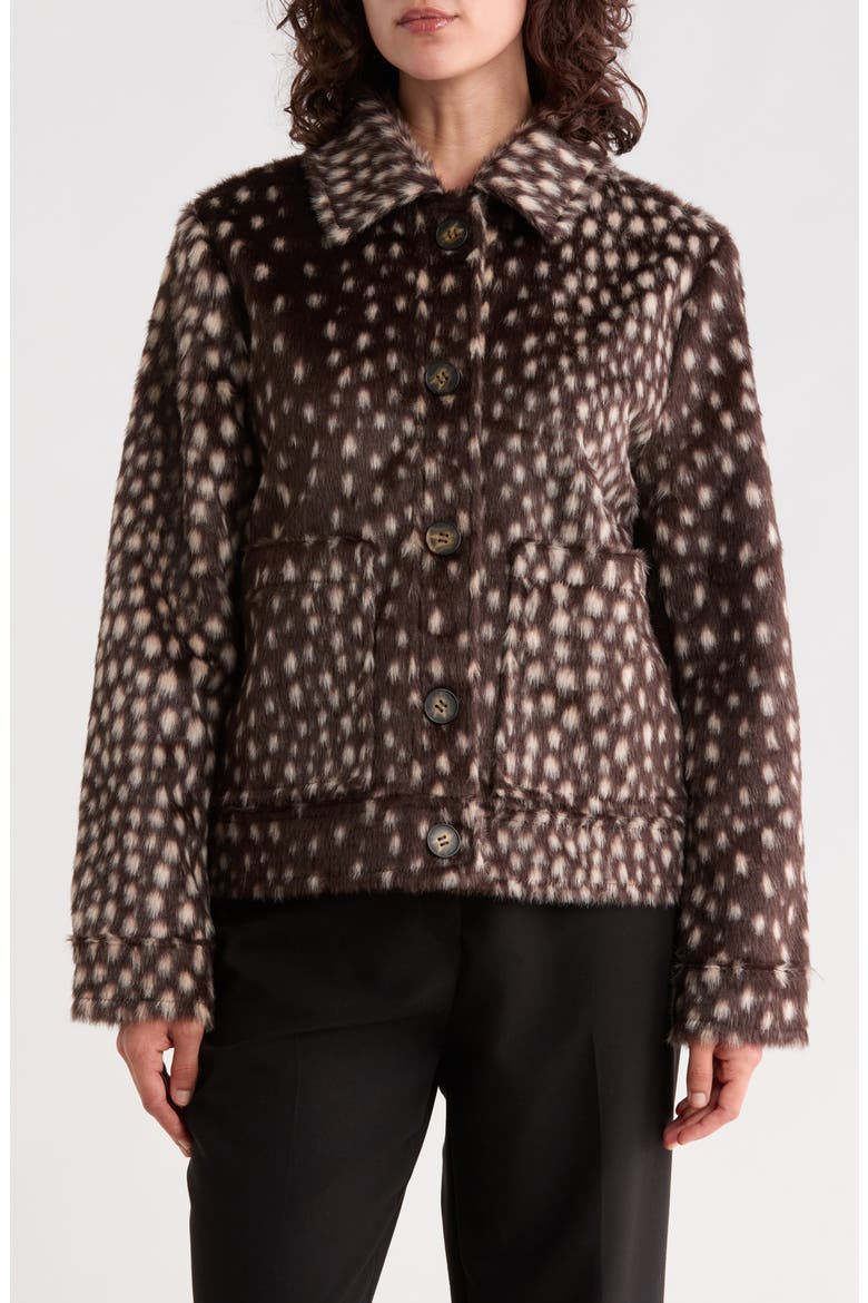Bambi Faux Fur Jacket, Main, color, BROWN WHITE
