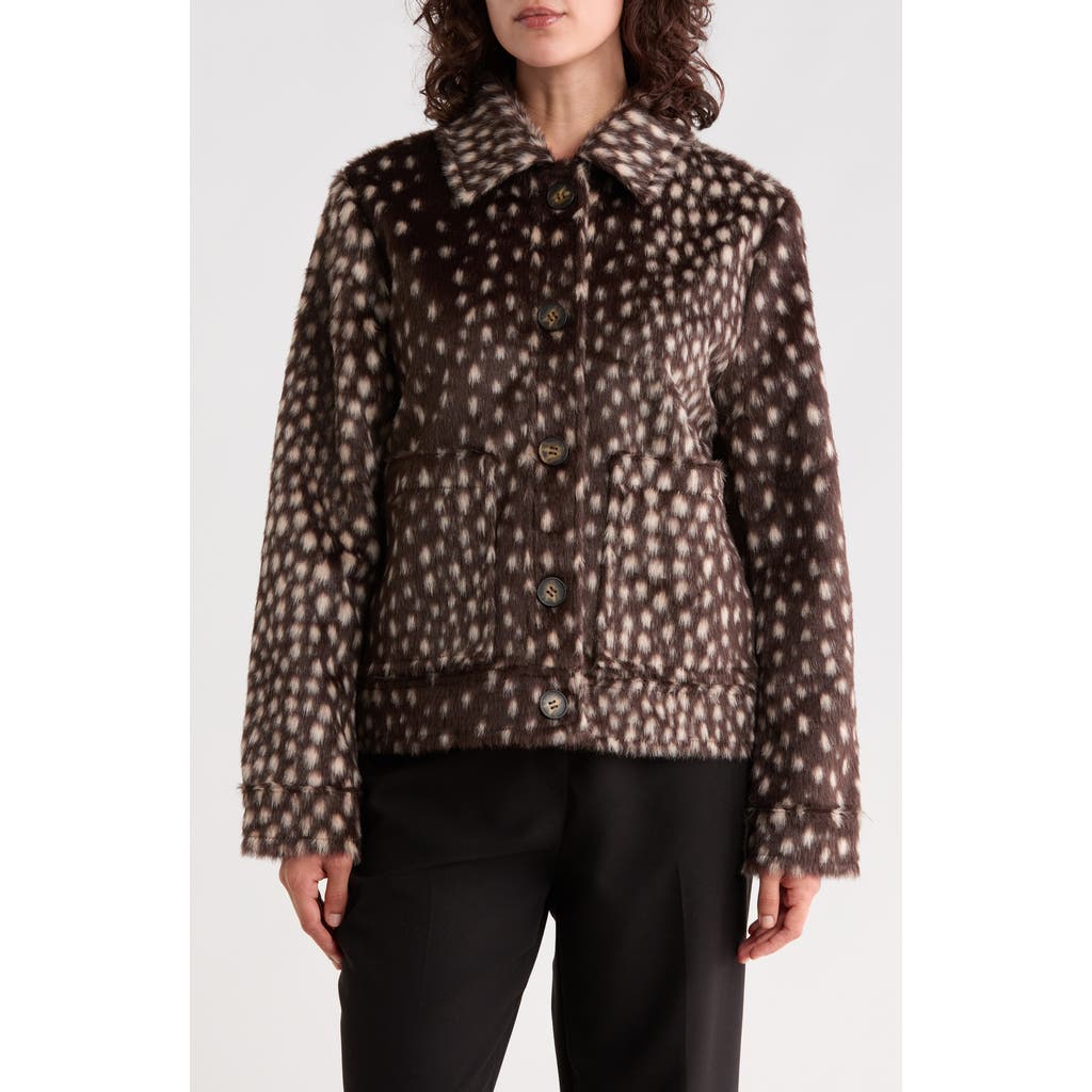 Bernardo Bambi Faux Fur Jacket In Brown White
