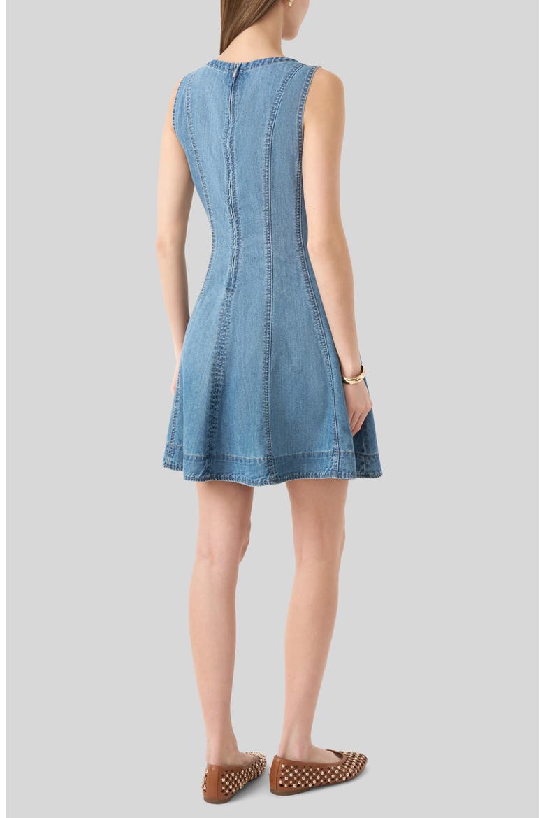 Fit and Flare Denim Dress, Alternate, color, LIGHT WASH