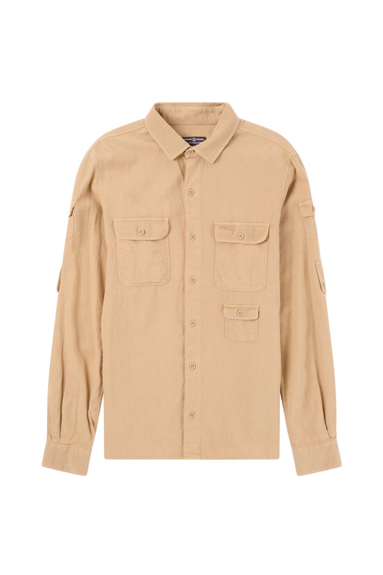 Traveller's Linen Shirt Mens, Main, color, Khaki