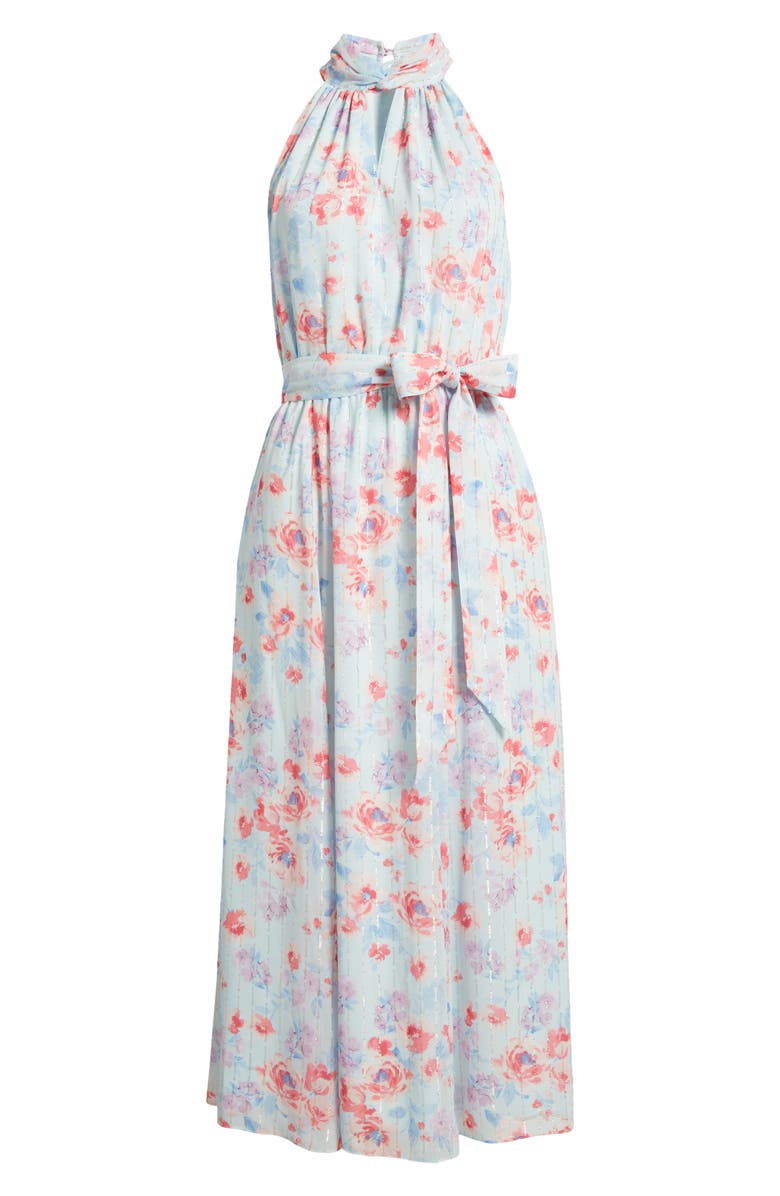 Anne Klein Metallic Floral Print Sleeveless Dress, Alternate, color, 