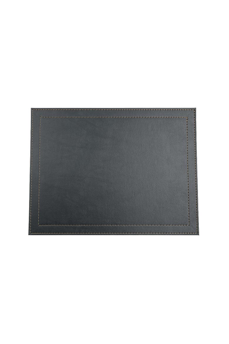 Davanti by  Classic Luxe Placemats Set of 6, Rectangular 16.5 x 12.5 Inch Indoor Outdoor Table Placemats, Main, color, Black Onyx