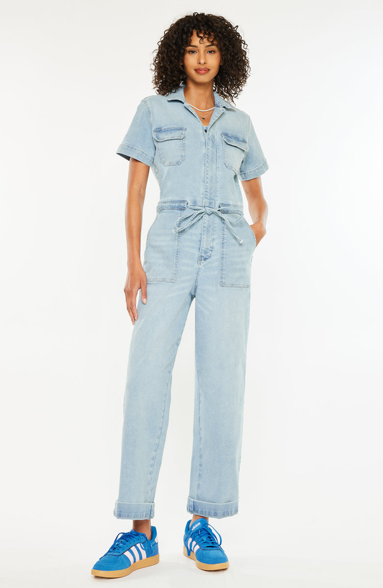 KanCan Paula Wide Leg Coveralls, Alternate, color, Light Wash