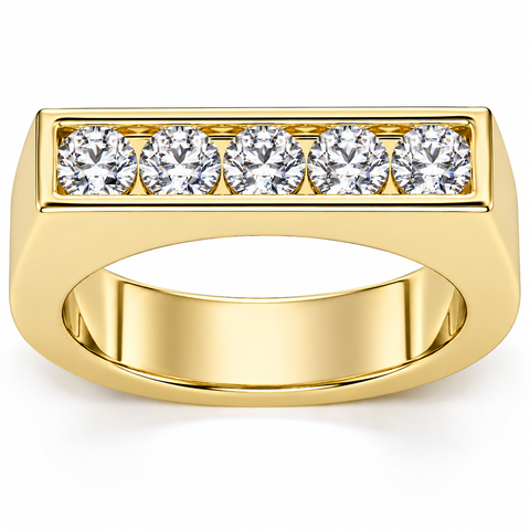 1Ct Diamond 5-Stone Men's Ring in 10k White, Yellow, or Gold