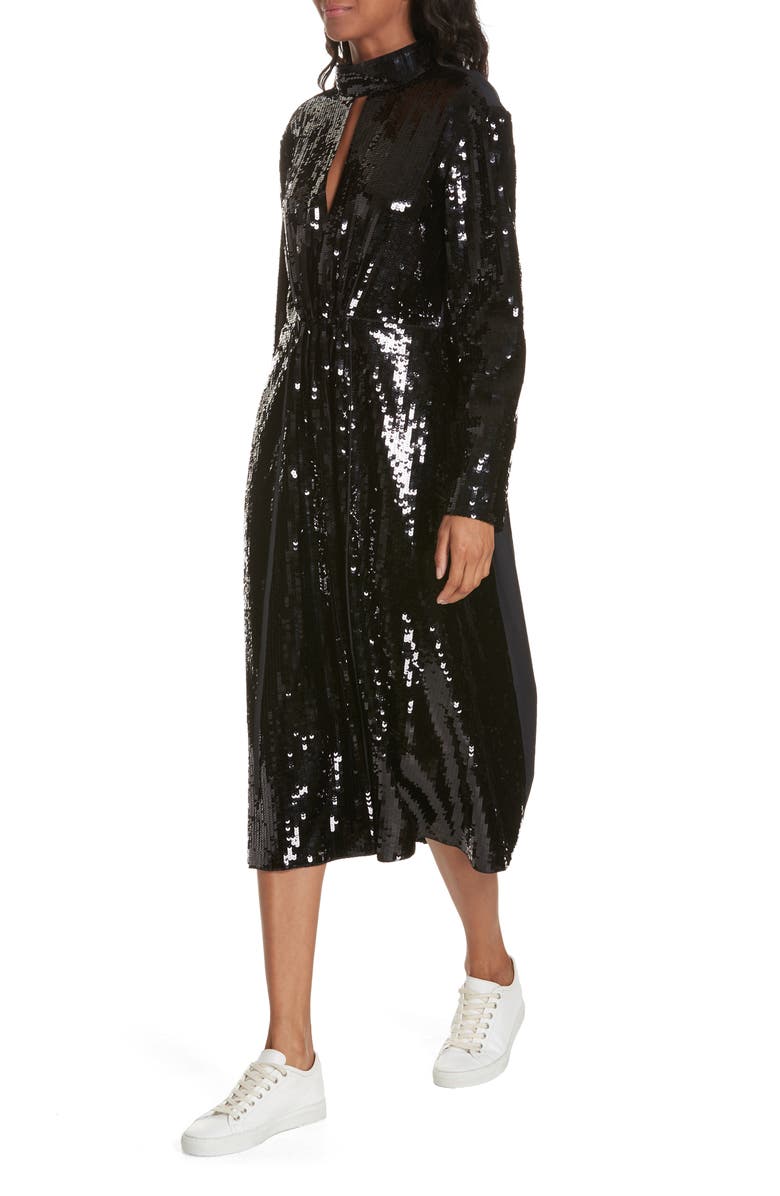 Tibi Avril Sequin Midi Dress, Alternate, color,