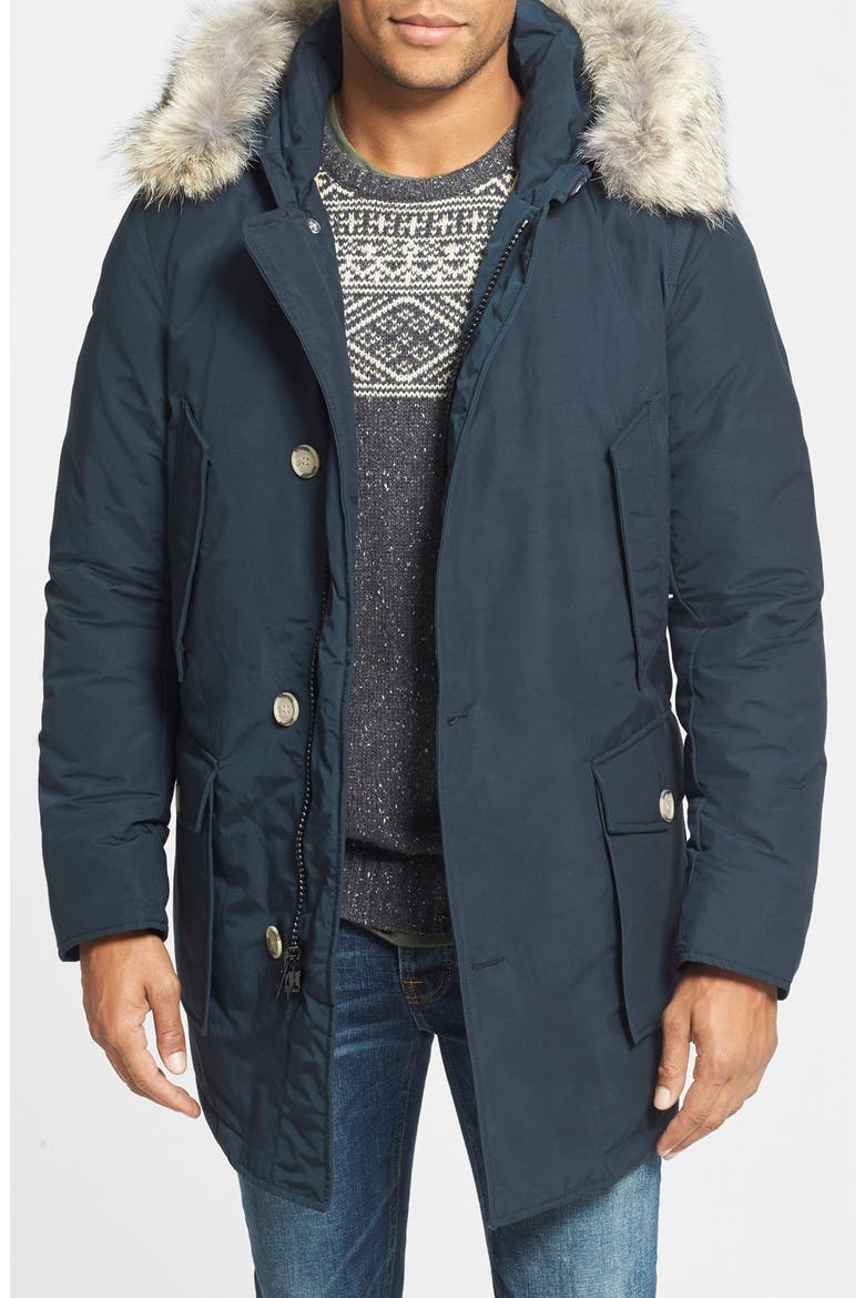 John Rich Arctic Parka with Genuine Coyote Fur Trim, Main, color, NAVY