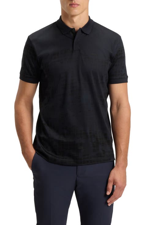 Grid Print Cotton Polo