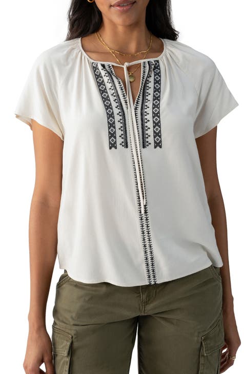 Golden Dream Embroidered Peasant Top