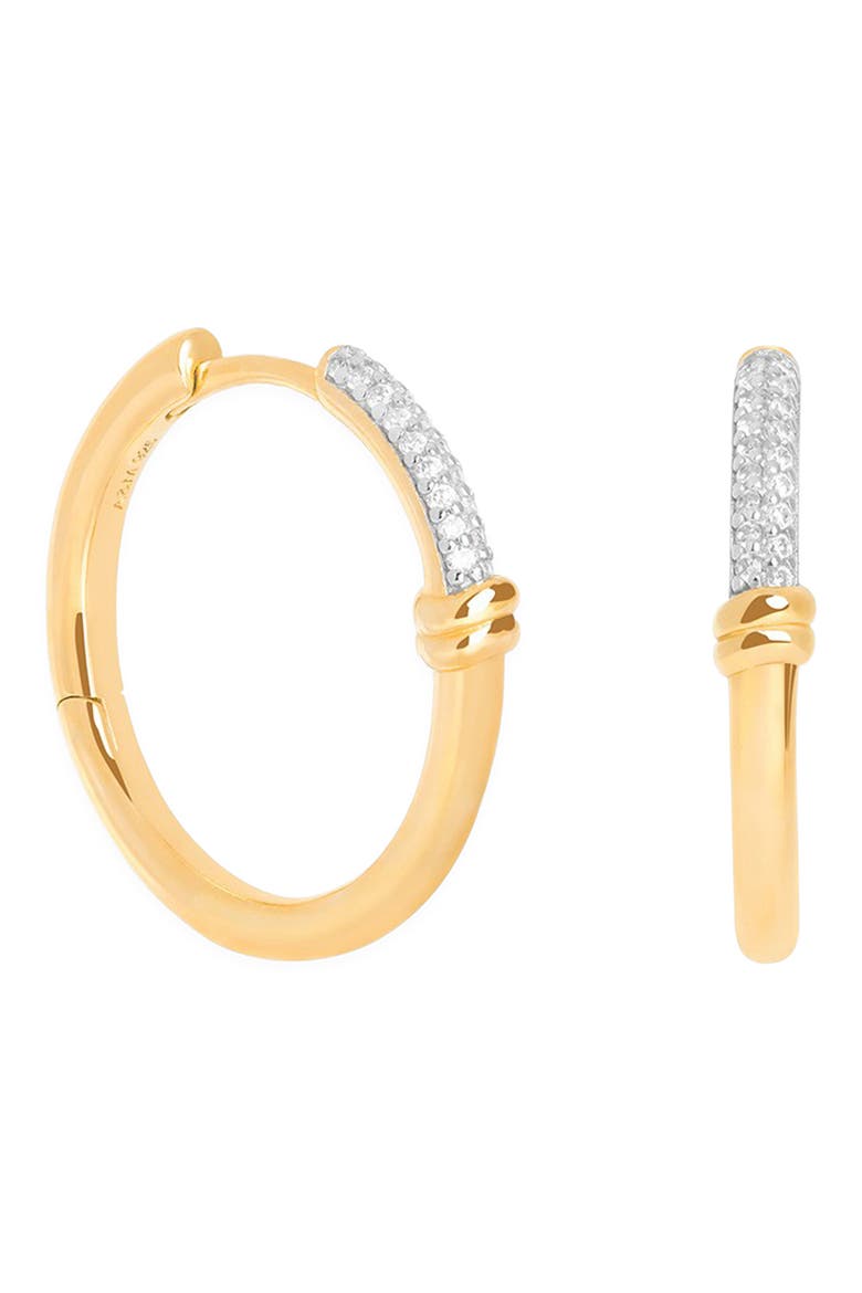 Pave Twist Detail Hoop Earrings, Main, color, GOLD