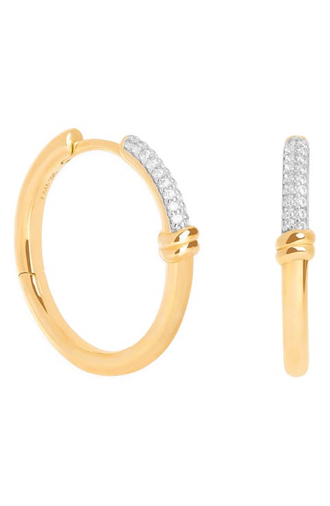 Pave Twist Detail Hoop Earrings