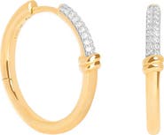 Astrid & Miyu Pave Twist Detail Hoop Earrings