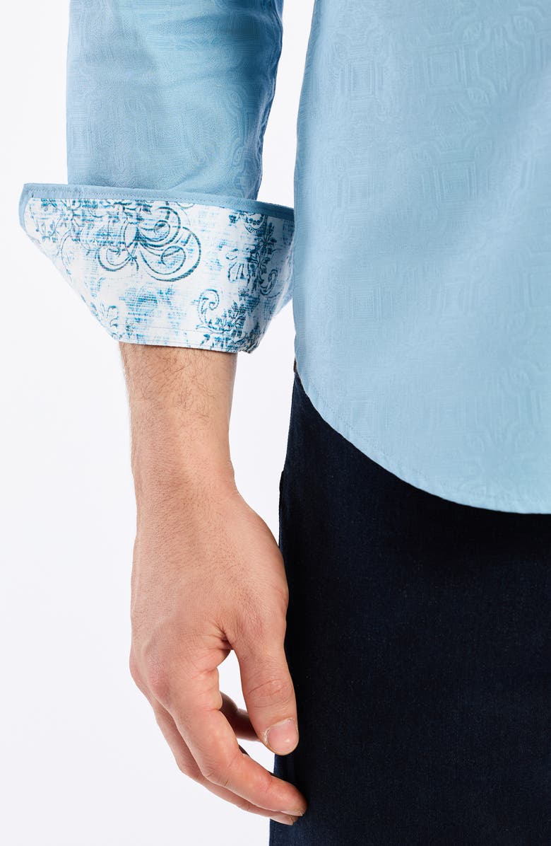 Robert Graham Odyssey Classic Fit Long Sleeve Stretch Cotton Button-Up Shirt, Alternate, color, Glacier