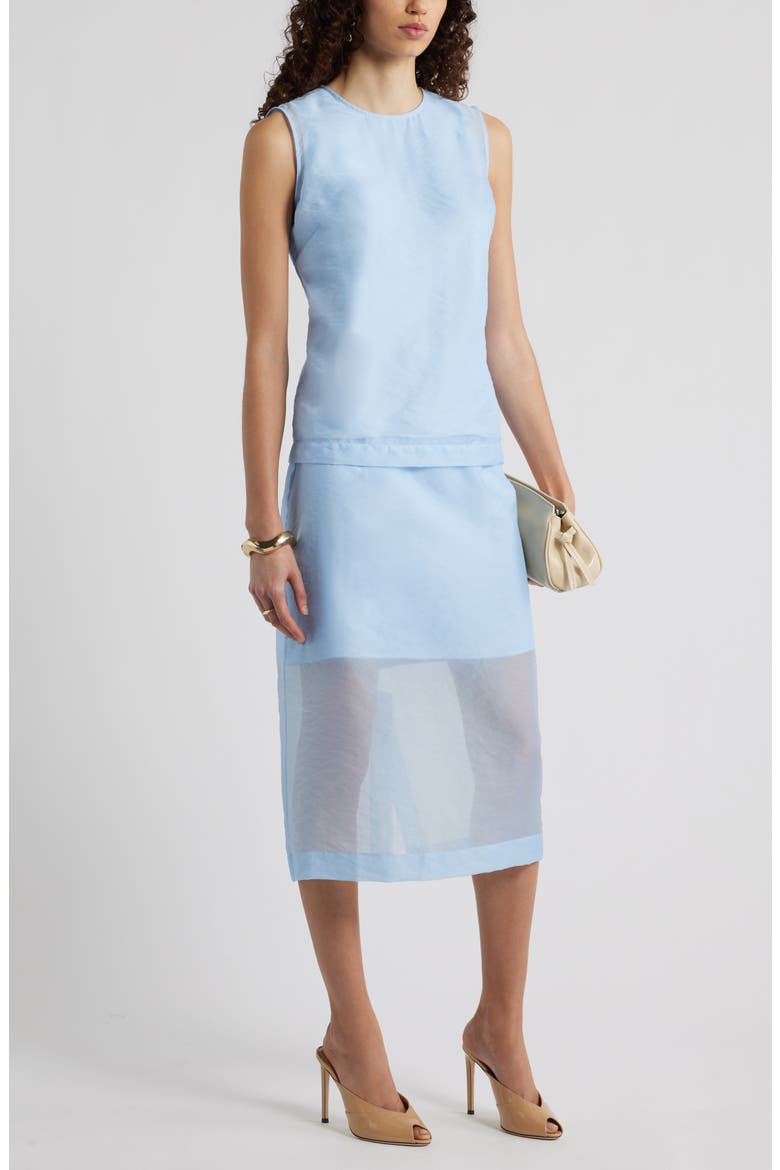 Organza Midi Pencil Skirt, Alternate, color, BLUE FLOATY