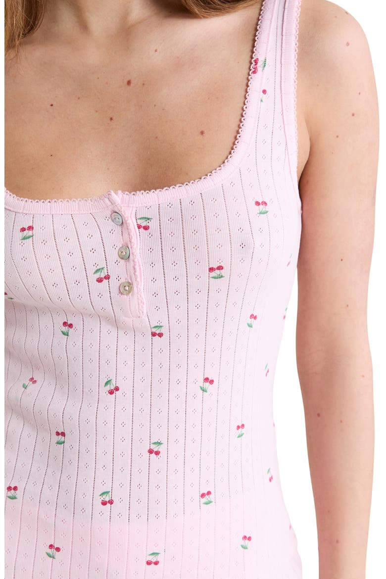 Katell Pointelle Cotton Pajama Tank, Alternate, color, IMP FOND ROSE