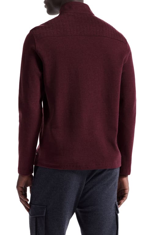 Bugatchi Waffle Quarter Zip Cotton Blend Pullover In Red