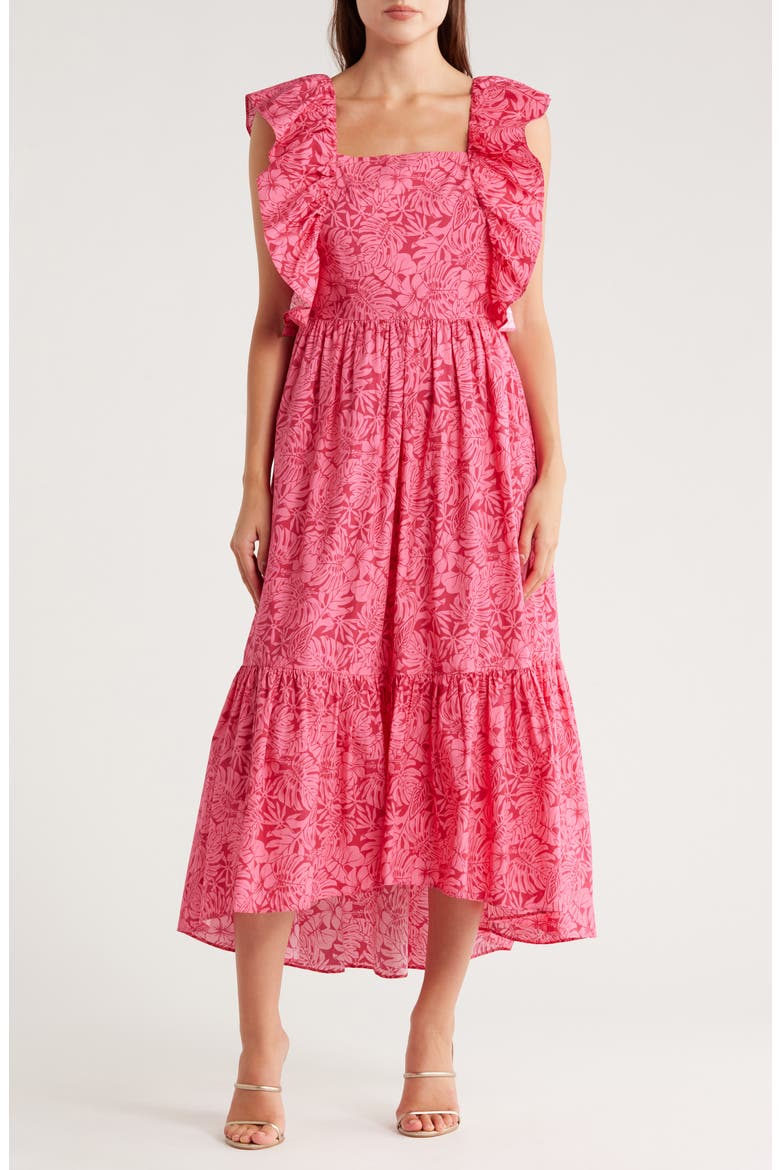 Hibiscus Ruffle Midi Dress, Main, color, PINK
