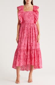 AREA STARS Hibiscus Ruffle Midi Dress
