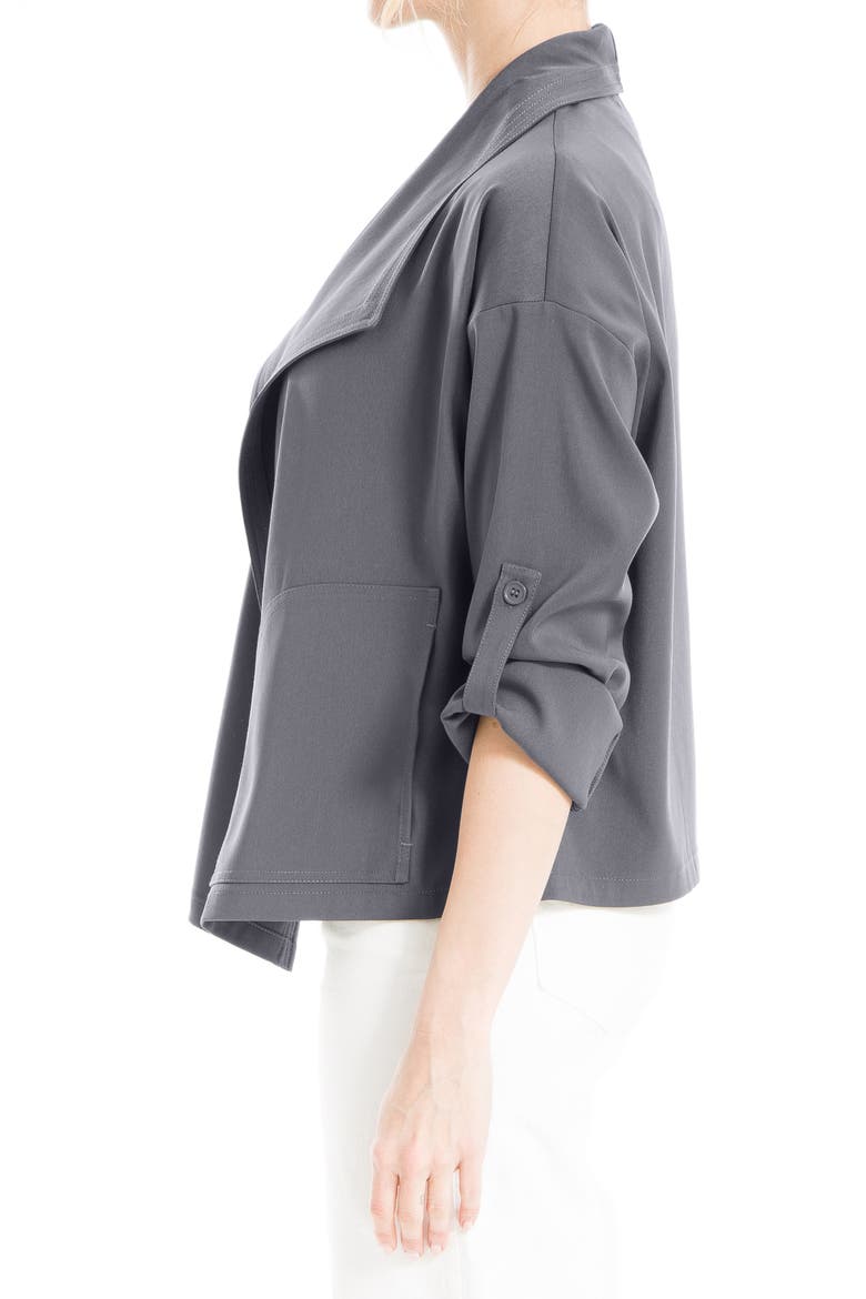 Twill Drape Front Short Jacket, Alternate, color, OMBRE BLUE