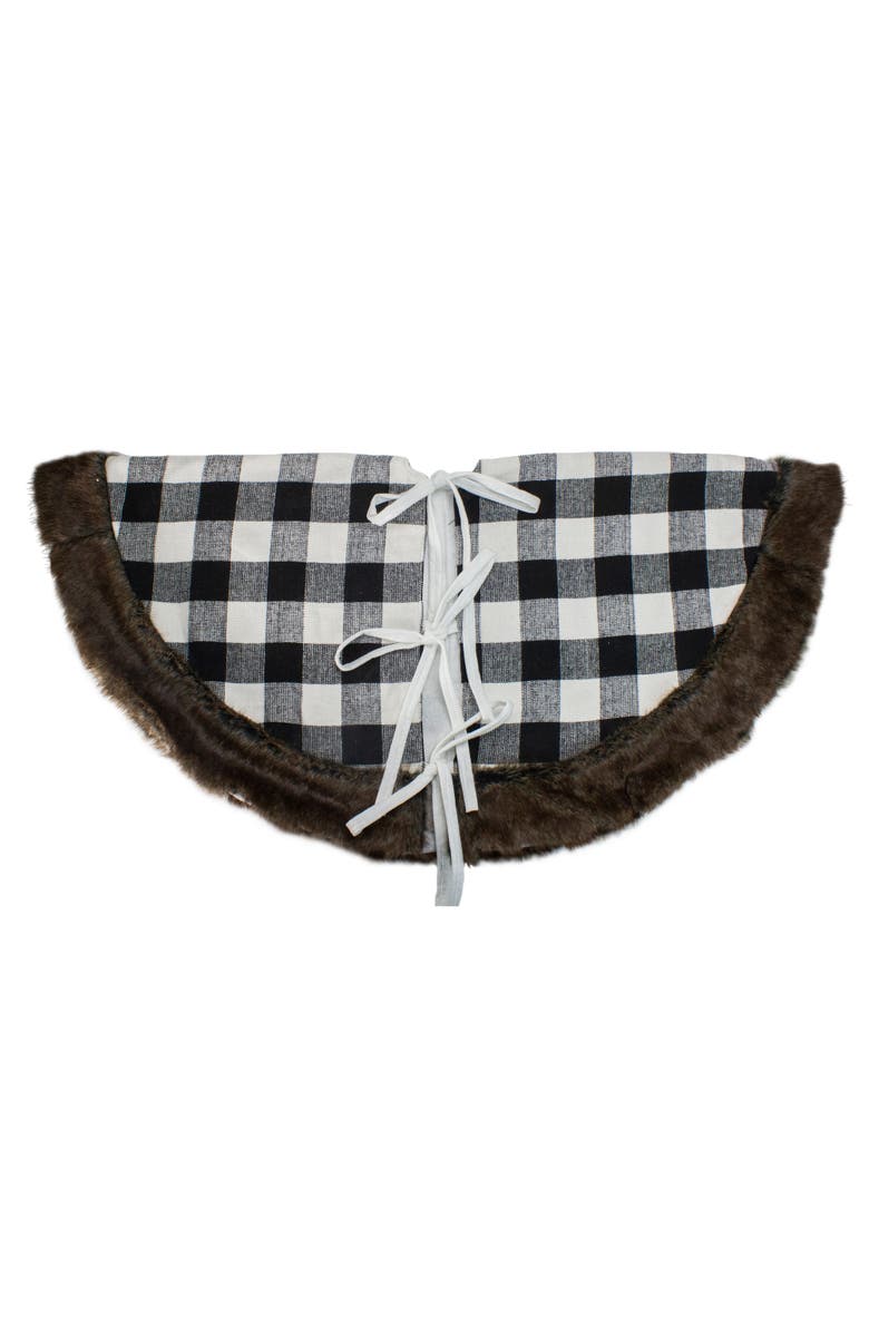 Northlight 48" Black and White Buffalo Plaid Christmas Tree Skirt with Burlap Snowflake, Alternate, color, Black