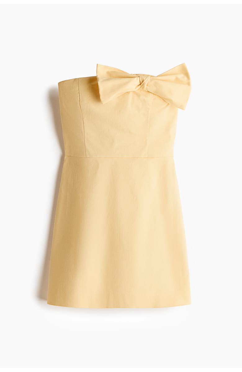 H&M Bow-detail Bandeau Dress, Main, color, Light Yellow