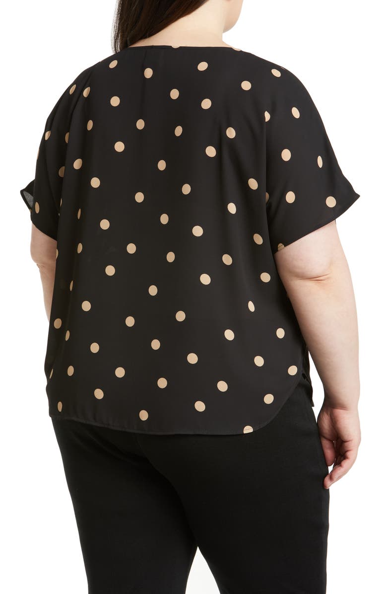 Anne Klein Polka Dot Blouse, Alternate, color, Anne Black/ Latte