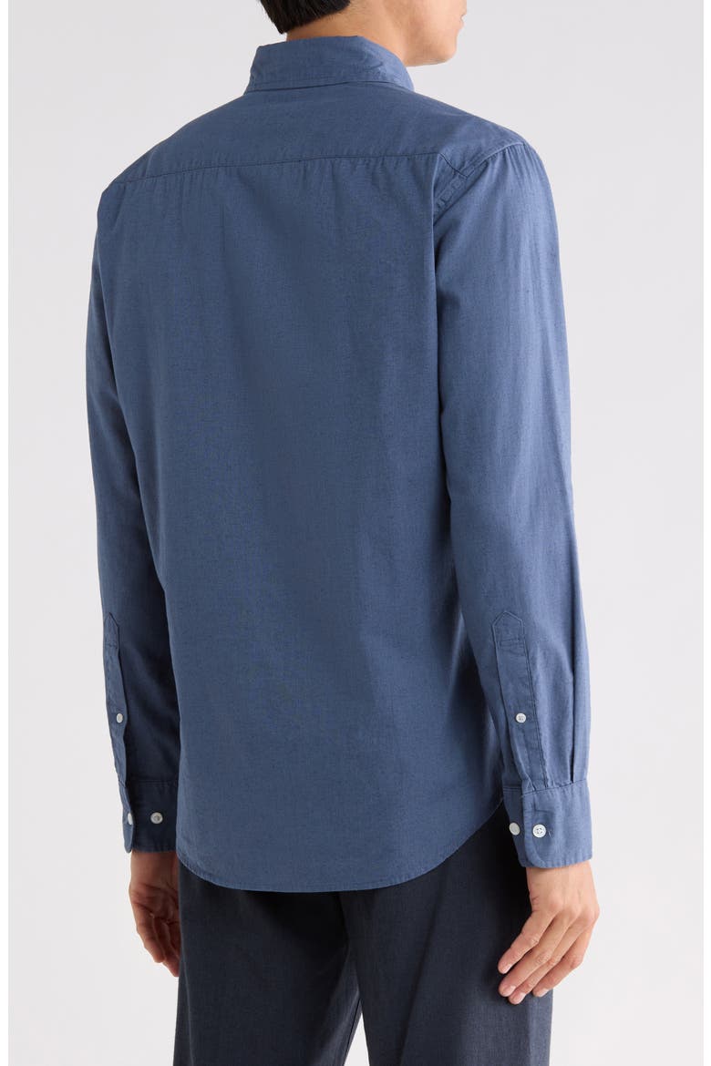 Slim Fit Cotton & Linen Blend Long Sleeve Button-Down Shirt, Alternate, color, VINTAGE INDIGO