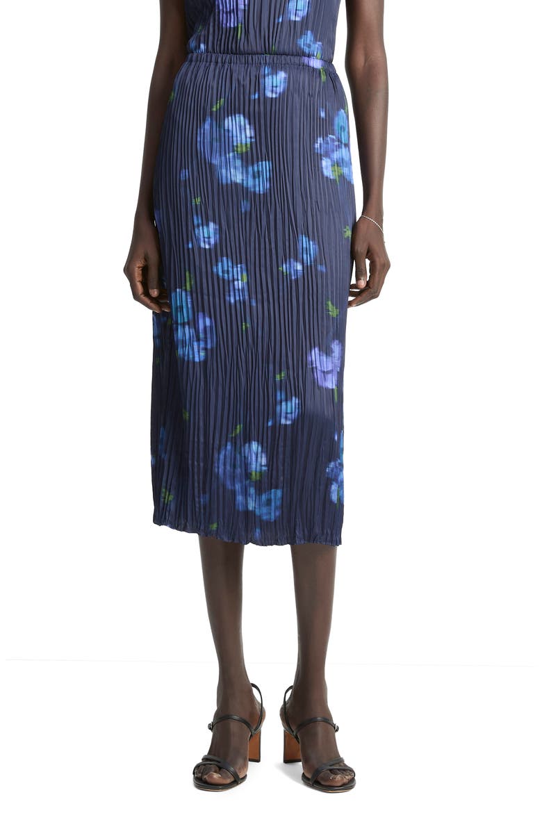 Poppy Blur Pleated Midi Skirt, Main, color, MIDNIGHT