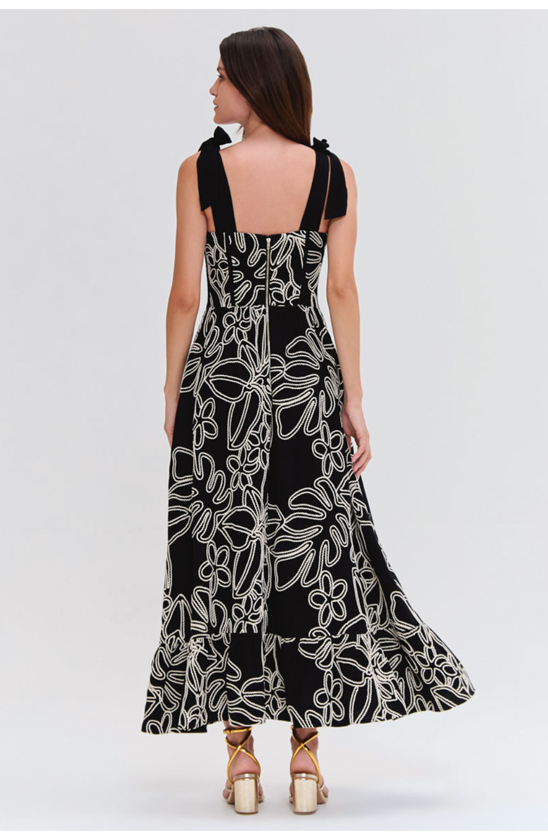 PatBO Asas Linen Lace Midi Dress, Alternate, color, 